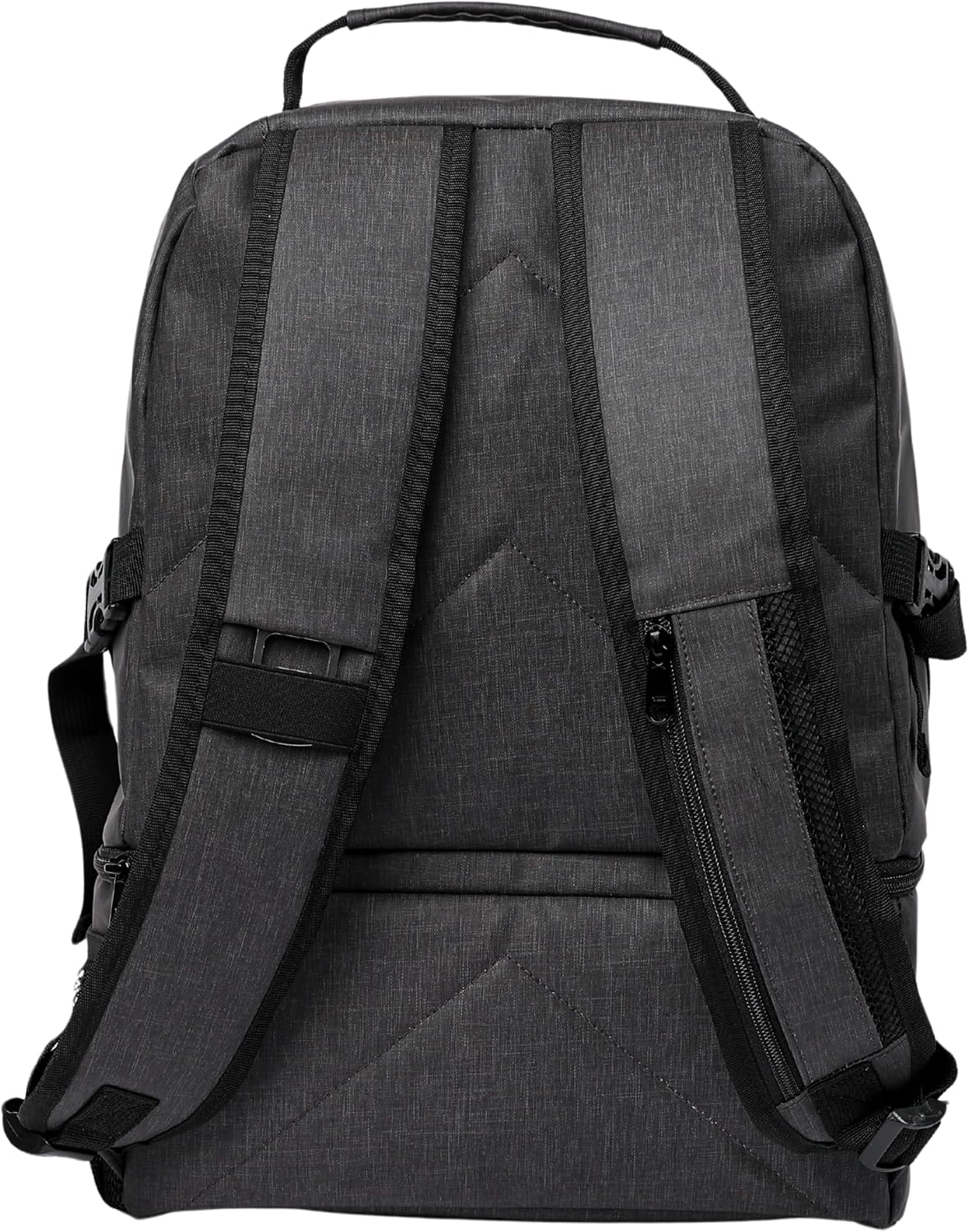 Rear view of the Red’s Way backpack showing both adjustable shoulder straps and the top carry handle